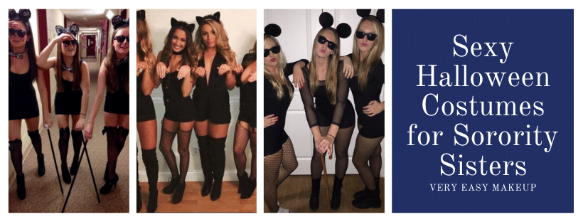 Three Blind Mice Halloween costume idea and sexy, easy DIY Halloween costume idea by Very Easy Makeup for groups, sorority sisters, and Halloween parties in college