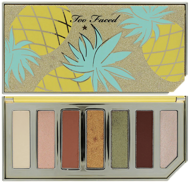 Too Faced Tutti Frutti Sparkling Pineapple Eye Shadow Palette colors and for sale online from Amazon to buy and recommended by Very Easy Makeup