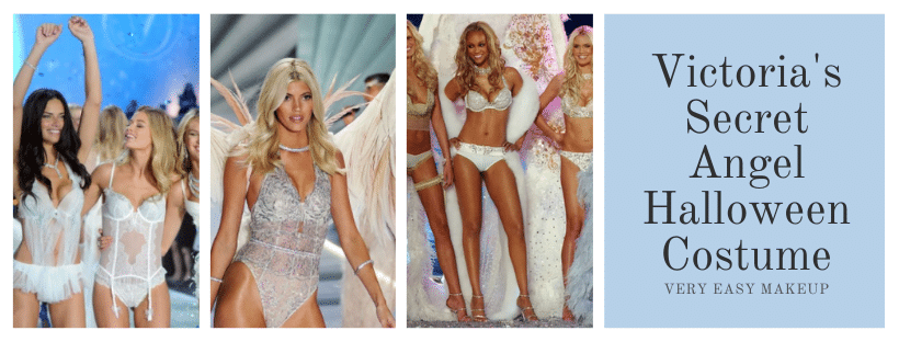 Victoria's Secret fashion show Halloween costume ideas with white lingerie by Very Easy Makeup