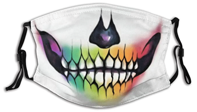Voodoo Doll Halloween costume mask with teeth for COVID and coronavirus protection