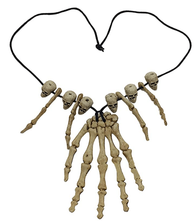 Voodoo skeleton Halloween costume necklace with skills and bone pendants