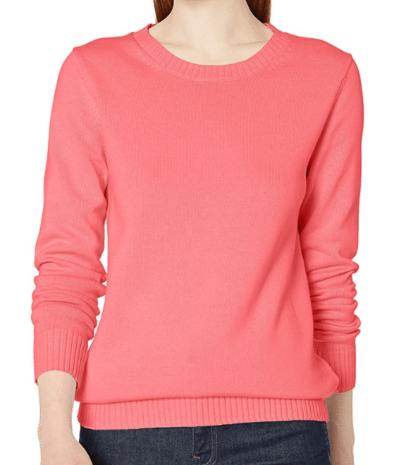 coral and pink J Crew look a like crewneck sweater for women