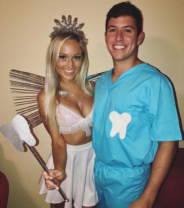 Cute Halloween Costumes for Couples in College with Dentist and tooth Fairy