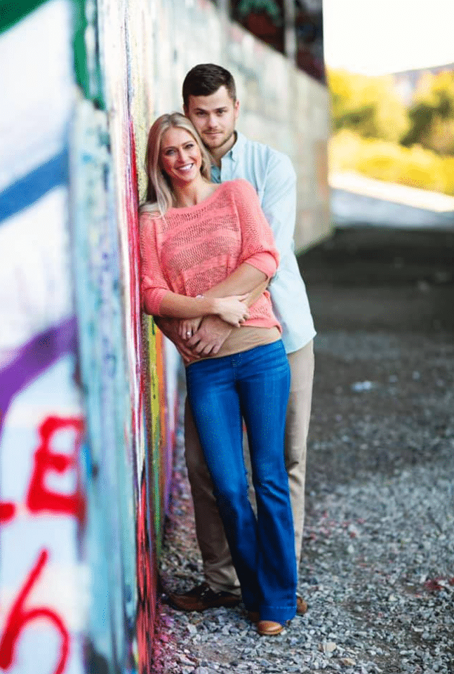 engagement photo location ideas along the Atlanta Beltline and casual fall engagement photo shoot session