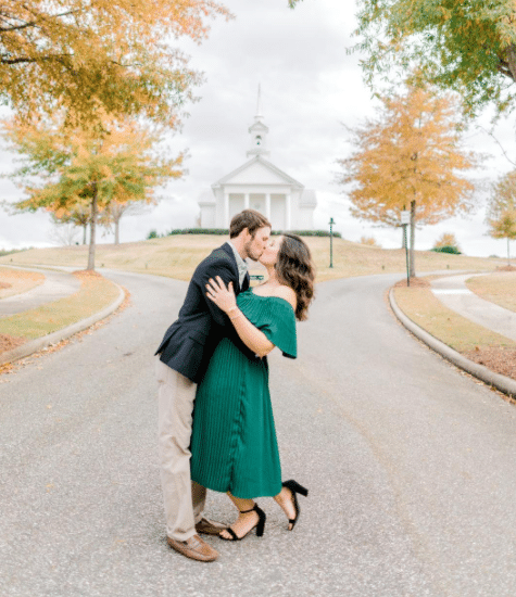 fall engagement photo ideas and fall engagement photo long elegant, fancy dress in green from Amazon