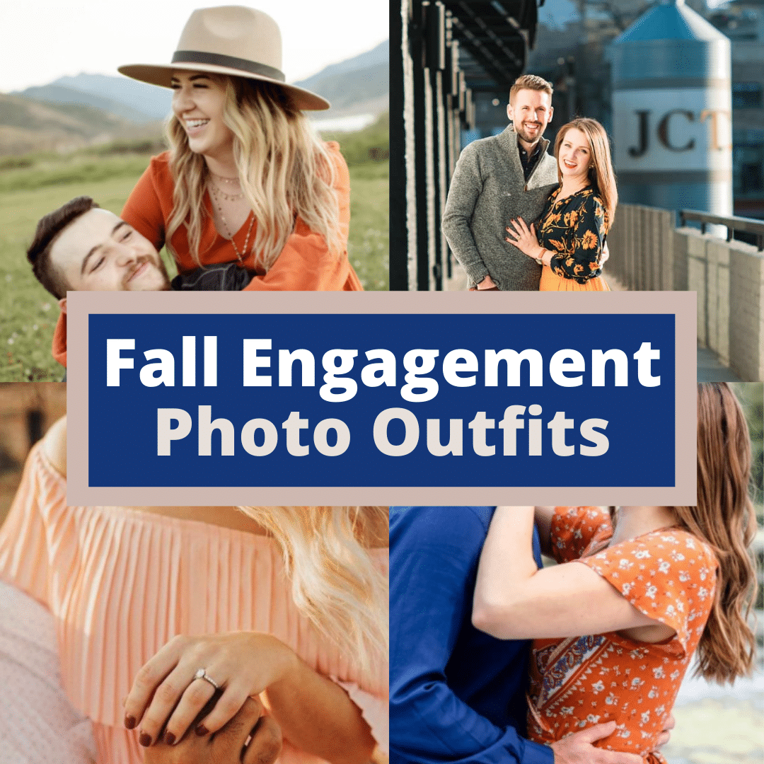 fall engagement photo outfits, fall engagement photo ideas, and fall engagement photoshoot dresses and engagement photo dresses by Very Easy Makeup
