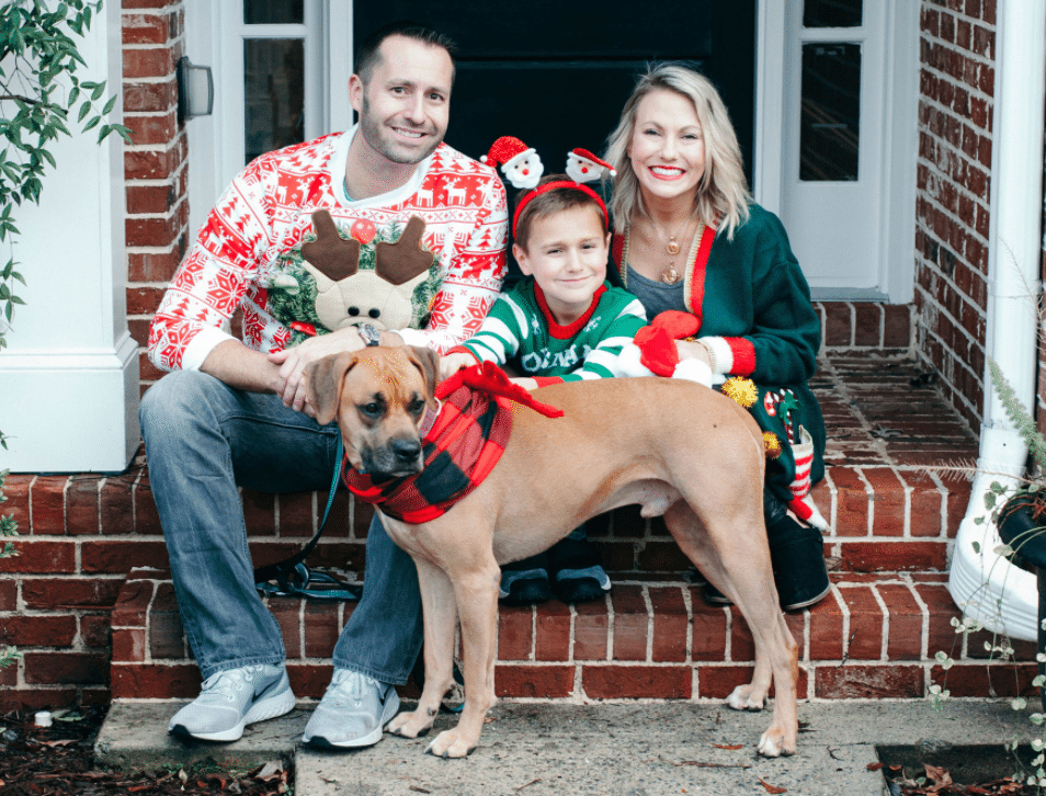 funny Christmas photo outfits and funny family Christmas picture with dog