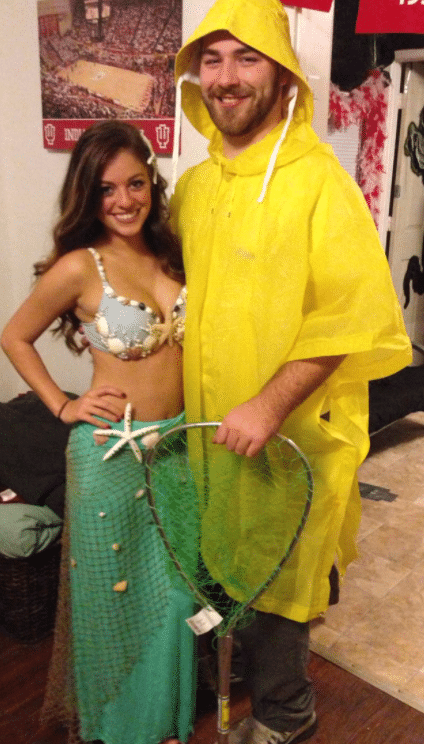 mermaid and fisherman creative, cheap, and easy DIY couples Halloween costume