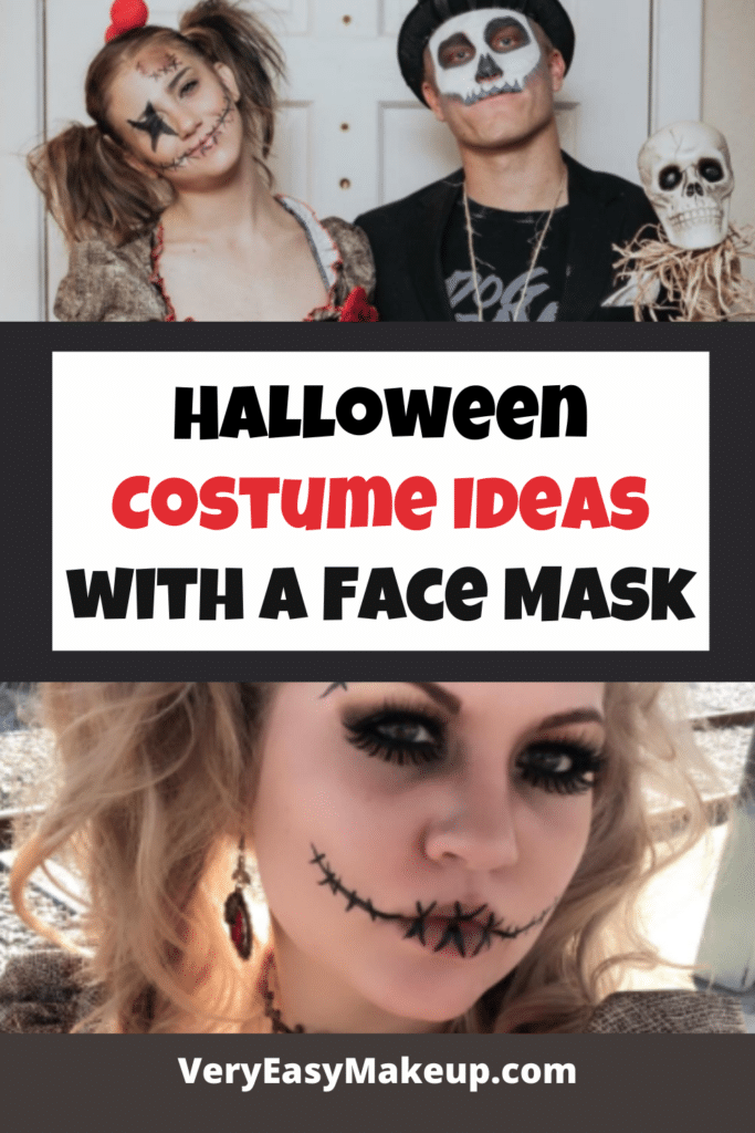 scary Halloween costumes that incorporate a face mask and Halloween costume ideas with a face mask by Very Easy Makeup for Halloween 2020