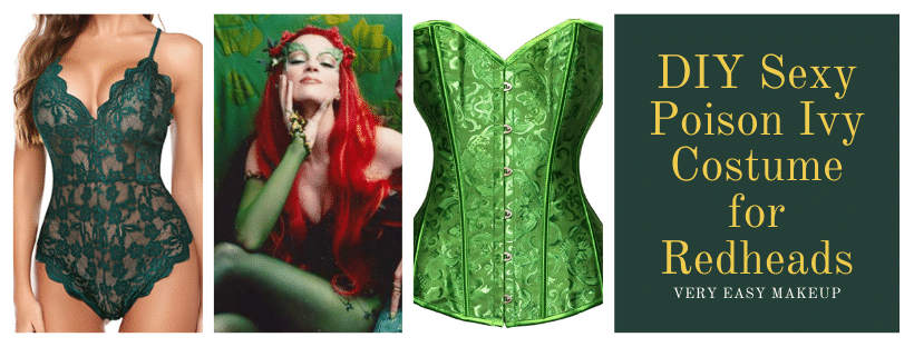 sexy Poison Ivy from Batman DIY costume idea for women with red hair and redheads by Very Easy Makeup