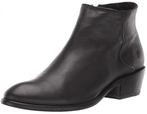short black leather booties by Frye to wear with leggings this fall_Carson piping ankle bootie