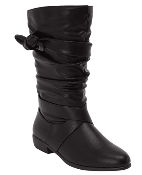 women's black boots with wide calf and black leather