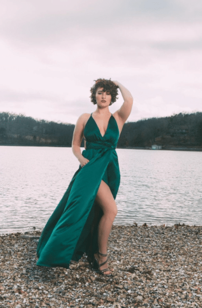 Dark Green Formal Dress for Photography