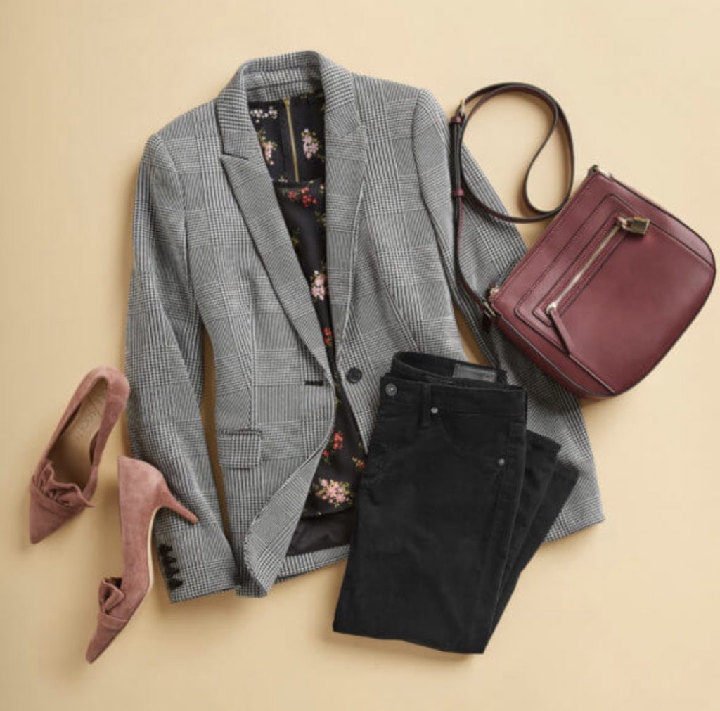 Dressy Fall 2021 Work Outfit Idea with Grey Blazer