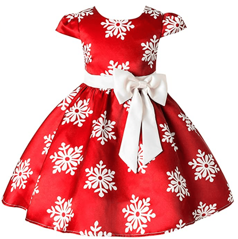 Fancy Girls Christmas and Holiday Dress with Snowmen for Christmas Party