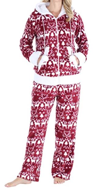 Frankie & Johnny Women's Fleece 2-Piece Loungewear fleece Christmas pajamas for women