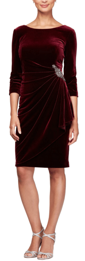 Holiday Party Work Velvet Red Dress for Christmas Work Parties