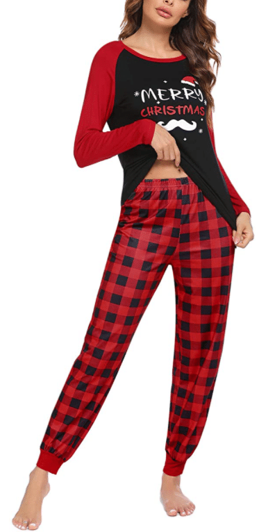 Merry Christmas Red and Black Plaid Pajamas for Women