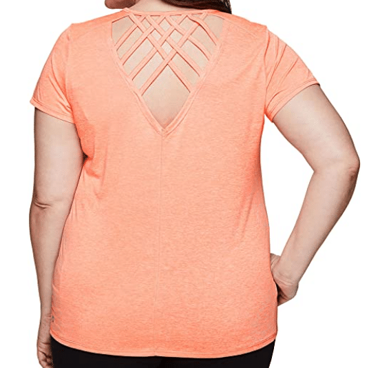 Orange Plus Size Workout Shirt for Running and Athleisure