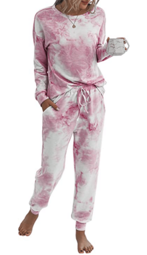 Pink Tie Dye Loungewear Set for Women with Pants