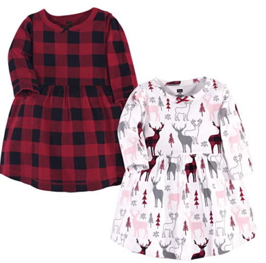 Plaid and Reindeer Christmas Dresses for Little Girls