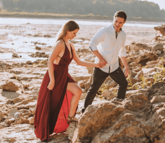 Sexy Red Dress for Engagement Photoshoot