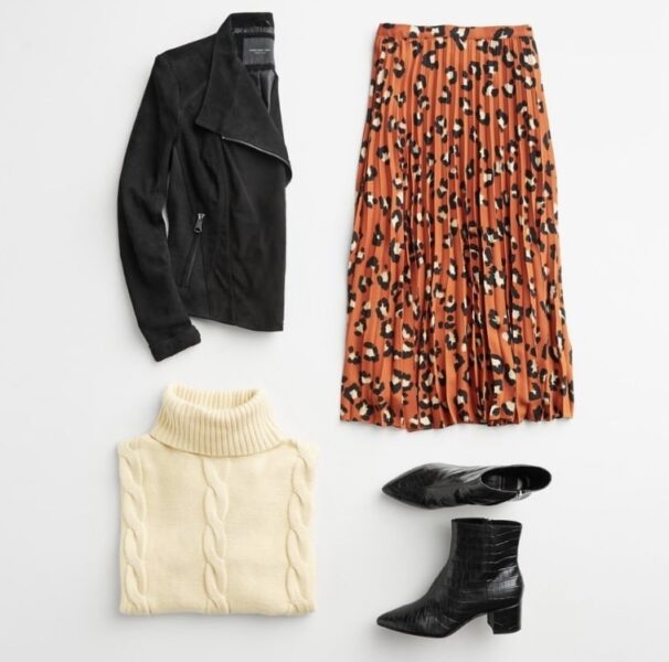 Stitch Fix Fall Outfit with Leopard Print Skirt