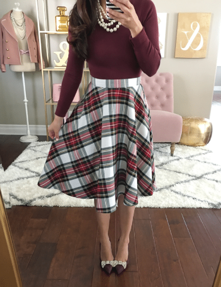 plaid skirt Christmas outfit female for Christmas 2021 outfits