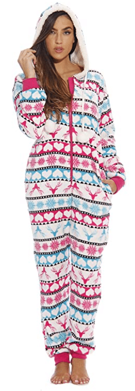 Women's Christmas Pink and Blue Onesie