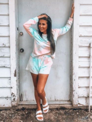 cute and comfy loungewear sets with tie dye print for women