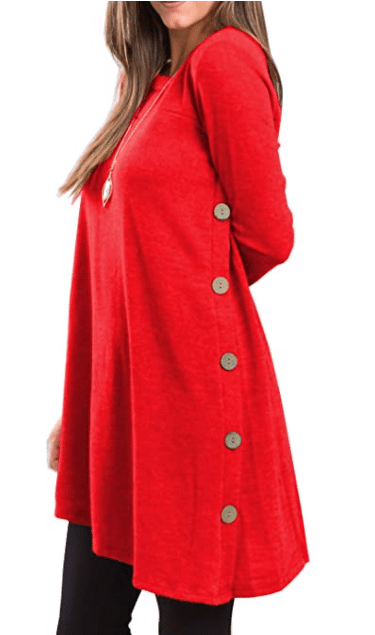 Amazon Red Tunic Dress with Sleeves