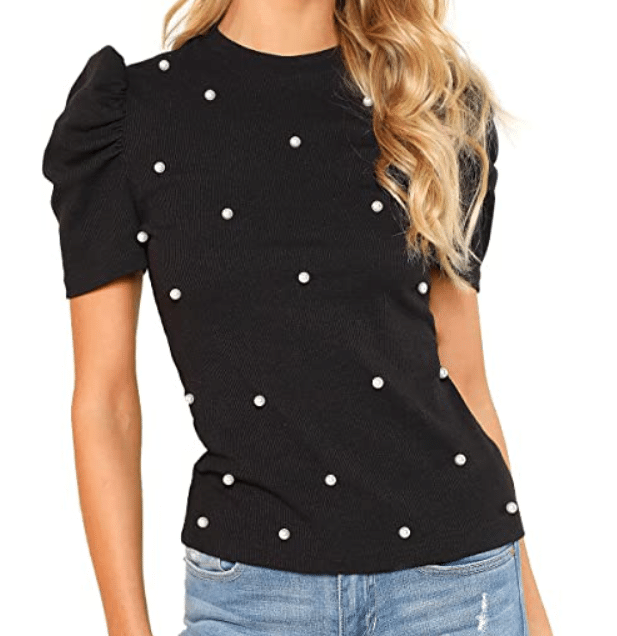 Black and White Feminine Polka Dot Shirt