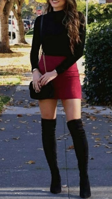 Casual Christmas and Winter Outfit with Knee High Boots