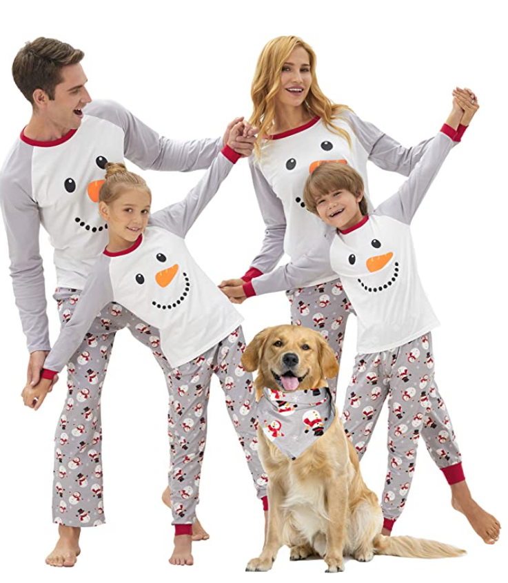 Christmas Snowmen Matching Family and Dog Pajamas
