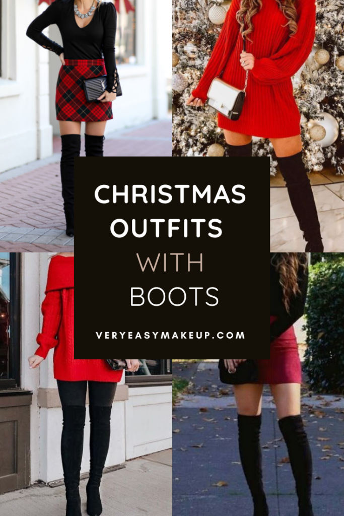 Christmas Outfits with Thigh High Boots
