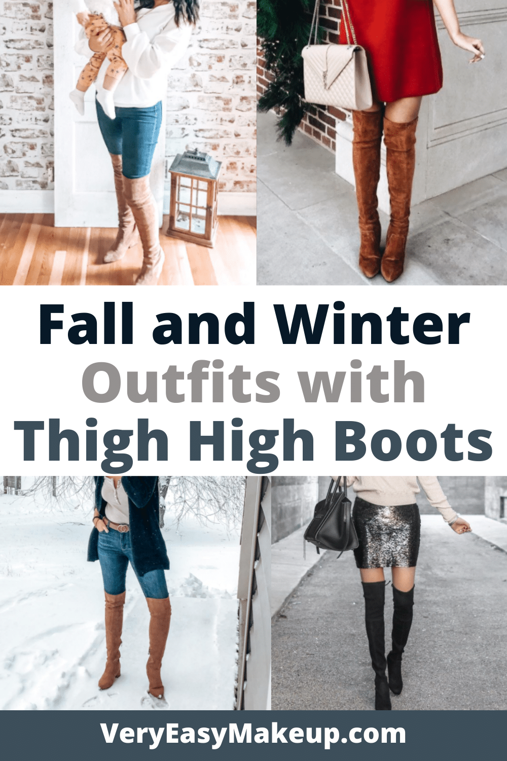 fall outfits with thigh high boots