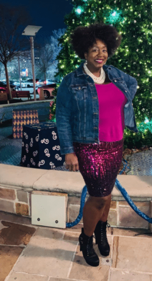 Knee Length Sequin Skirt Outfit