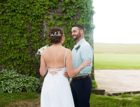 Lace Boho Wedding Gown with Open Back