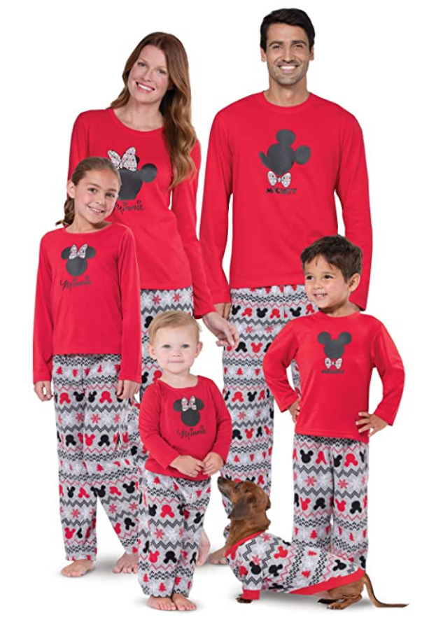 Matching Disney Christmas Pajamas for Family and Dogs with Minnie Mouse
