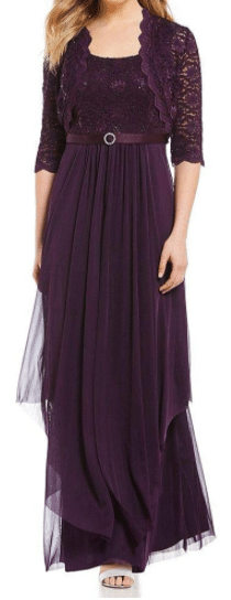Mother of the Bride Long Formal Dress with Lace Jacket and Satin Belt on Amazon