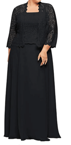 Mother of the Bride Long Formal Plus Size Dress with Jacket