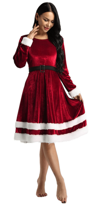 Mrs. Santa Clause Velvet Red Dress with White Fur