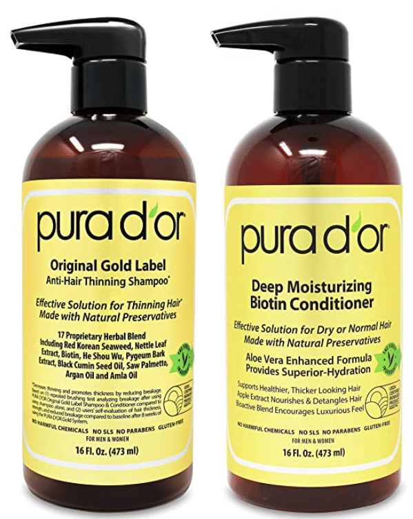 PURA D'OR Biotin Shampoo and Conditioner Set for Thinning Hair in Females
