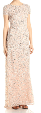 Petite Elegant Sequin Long Mother of the Bride Dress in Champagne and Blush