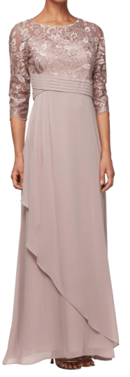 Petite Rose Light Pink Long Mother of the Bride Dress with Lace