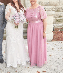 Pink Plus Size Mother of the Bride Dress with Sleeves