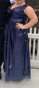Plus Size Long Sequin Mother of the Bride Dress in Blue