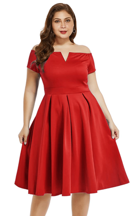 Plus Size Red Holiday Dress for Christmas Parties