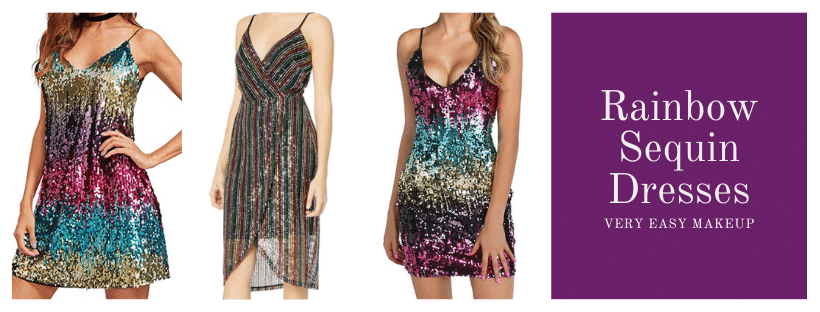 Rainbow Sequin Mini Dresses by Very Easy Makeup