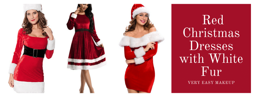Red Christmas Dresses with White Fur